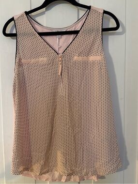 Candie's Light Pink Sleeveless V-Neck Zip Front Blouse with Black Trim
